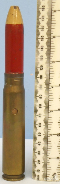 INERT DEACTIVATED. 1942 Dated, Hispano-Suiza (20x110) HS 404 Aircraft Cannon DRILL High Explosive Incendiary (HEI) Round. - O 1810 INERT DEACTIVATED. 1942 Dated, Hispano-Suiza (20x110) HS 404 Aircraft Cannon DRILL High Explosive Incendiary (HEI) Round. - O 1810  Other Ammunition in 