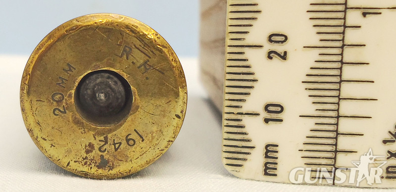 INERT DEACTIVATED. 1942 Dated, Hispano-Suiza (20x110) HS 404 Aircraft Cannon DRILL High Explosive Incendiary (HEI) Round. - O 1810 INERT DEACTIVATED. 1942 Dated, Hispano-Suiza (20x110) HS 404 Aircraft Cannon DRILL High Explosive Incendiary (HEI) Round. - O 1810  Other Ammunition