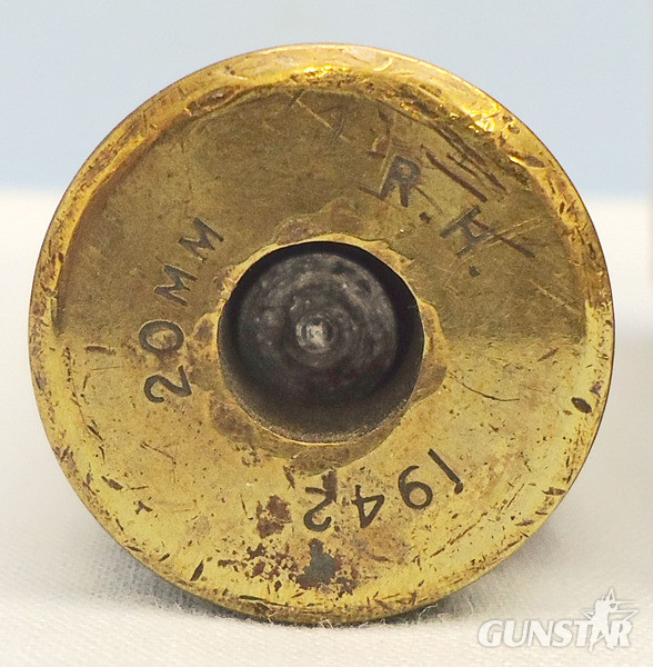INERT DEACTIVATED. 1942 Dated, Hispano-Suiza (20x110) HS 404 Aircraft Cannon DRILL High Explosive Incendiary (HEI) Round. - O 1810 INERT DEACTIVATED. 1942 Dated, Hispano-Suiza (20x110) HS 404 Aircraft Cannon DRILL High Explosive Incendiary (HEI) Round. - O 1810  Other Ammunition - {CATEGORY} in 