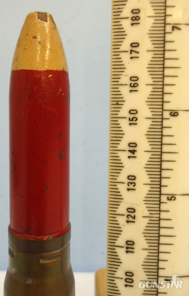 INERT DEACTIVATED. 1942 Dated, Hispano-Suiza (20x110) HS 404 Aircraft Cannon DRILL High Explosive Incendiary (HEI) Round. - O 1810 INERT DEACTIVATED. 1942 Dated, Hispano-Suiza (20x110) HS 404 Aircraft Cannon DRILL High Explosive Incendiary (HEI) Round. - O 1810  Other Ammunition 