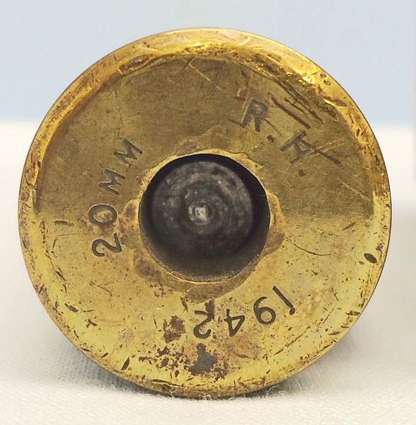 INERT DEACTIVATED. 1942 Dated, Hispano-Suiza (20x110) HS 404 Aircraft Cannon DRILL High Explosive Incendiary (HEI) Round. - O 1810 INERT DEACTIVATED. 1942 Dated, Hispano-Suiza (20x110) HS 404 Aircraft Cannon DRILL High Explosive Incendiary (HEI) Round. - O 1810  Other Ammunition - {CATEGORY} in 