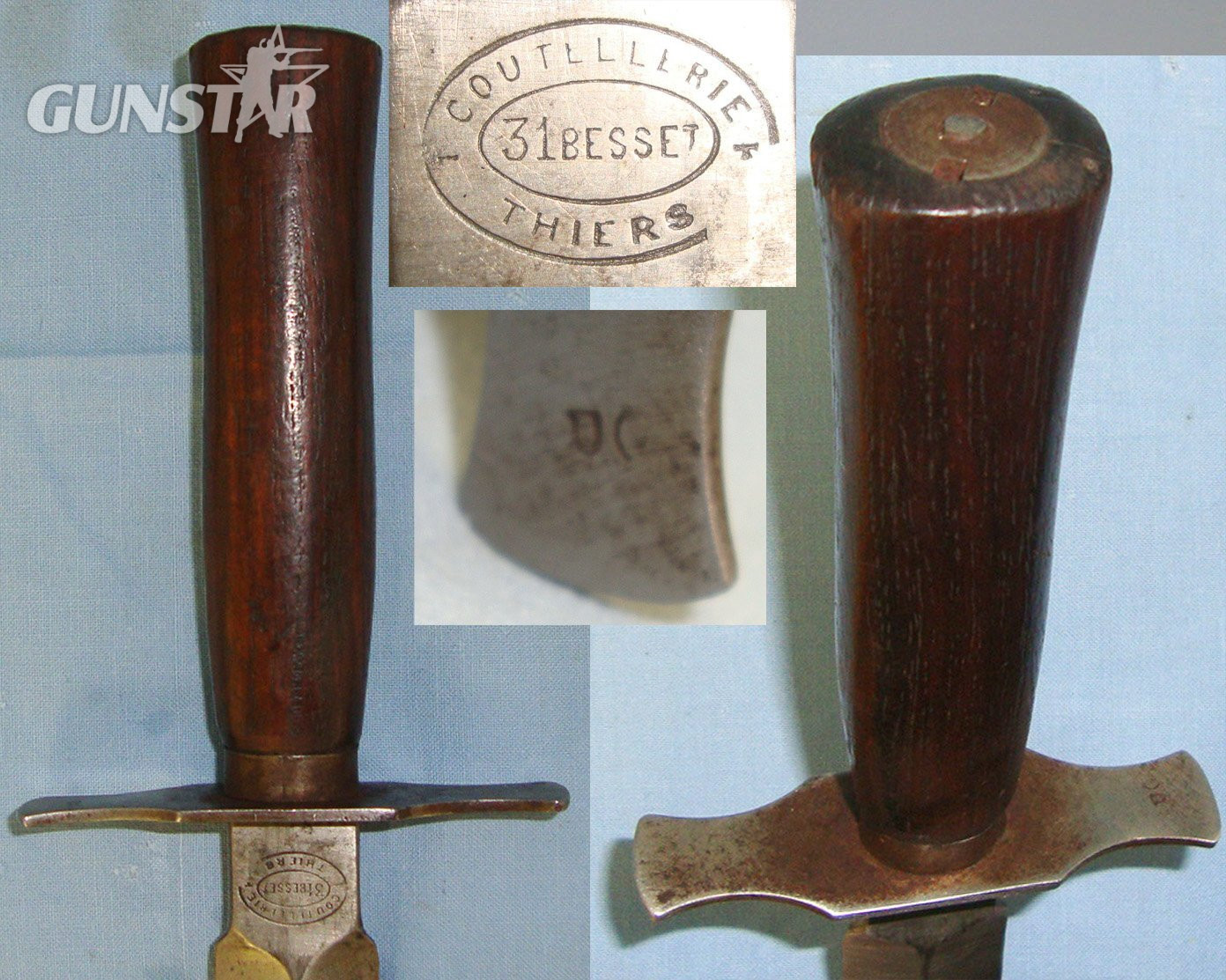 RARE**WW1 French Model 1916 ‘Coutellerie 31 Besset Thiers’ (Variant of \"The Avenger of 1870\") Fighting Knife & Scabbard. Sn 22162:2 Dagger