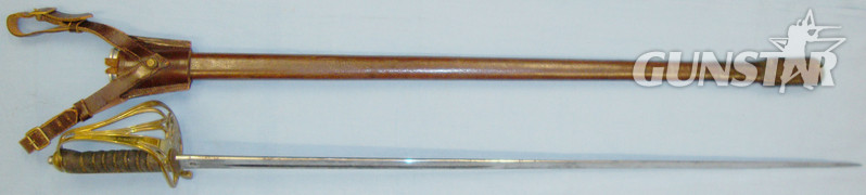  WW1 Era British George V 1845 / 1854 Pattern Infantry Officer’s Sword with Etched Blade Numbered 1301.5, Ordnance Roundel Inlaid To ‘James Howarth’, Scabbard, Leather Field Combat Cover & Frog. Sn 14442 Sword