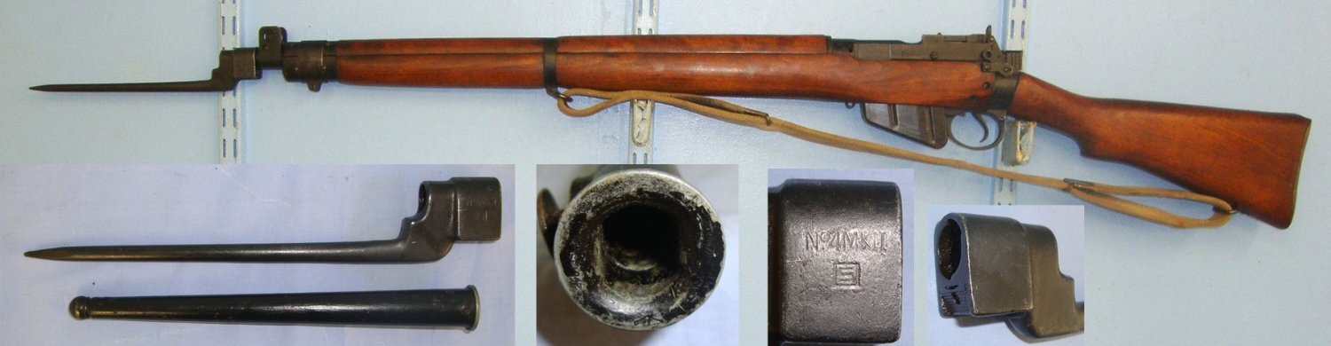  Lee Enfield With Sling, Savage Stevens No.4 MK II Pig Sticker Bayonet & WD Scabbard. D 5998 Bolt Action None Rifle