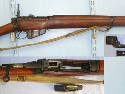 Lee Enfield With Sling, Savage Stevens No.4 MK II Pig Sticker Bayonet & WD Scabbard. D 5998 Bolt Action None Rifle
