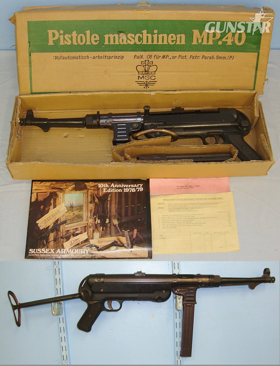 BOXED**FIREARMS QUALITY BEST REPLICA**Of The Iconic WW2 Nazi German MP40 9mm Sub Machine Gun With Folding Stock By The Model Gun Company of Japan (MGC). **COCKS & DRY FIRES**THIS MODEL DOES NOT EJECT DUMMY SHELLS** Sn 23658:1  replica machine gun - Non-firing in 