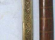 19th Century Indochina / Burmese Dha (aka Dah) Sword With Siver Mounted Fish Skin Covered Hilt & Tropical Wood Scabbard. Sn 23763 Sword