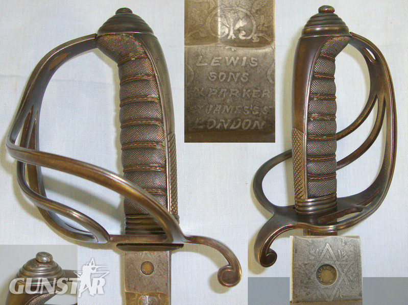 British Officer’s 1821 Pattern Light Cavalry / Mounted Artillery Officer’s Sword With Etched Blade By Lewis Sons & Parker London To Scottish Dundee Volunteer Artillery & Scabbard Sword