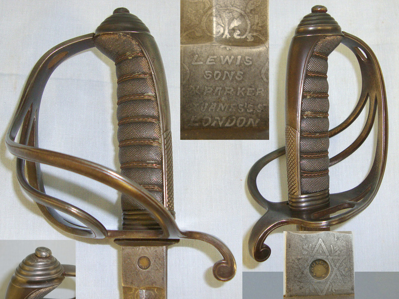 British Officer’s 1821 Pattern Light Cavalry / Mounted Artillery Officer’s Sword With Etched Blade By Lewis Sons & Parker London To Scottish Dundee Volunteer Artillery & Scabbard Sword