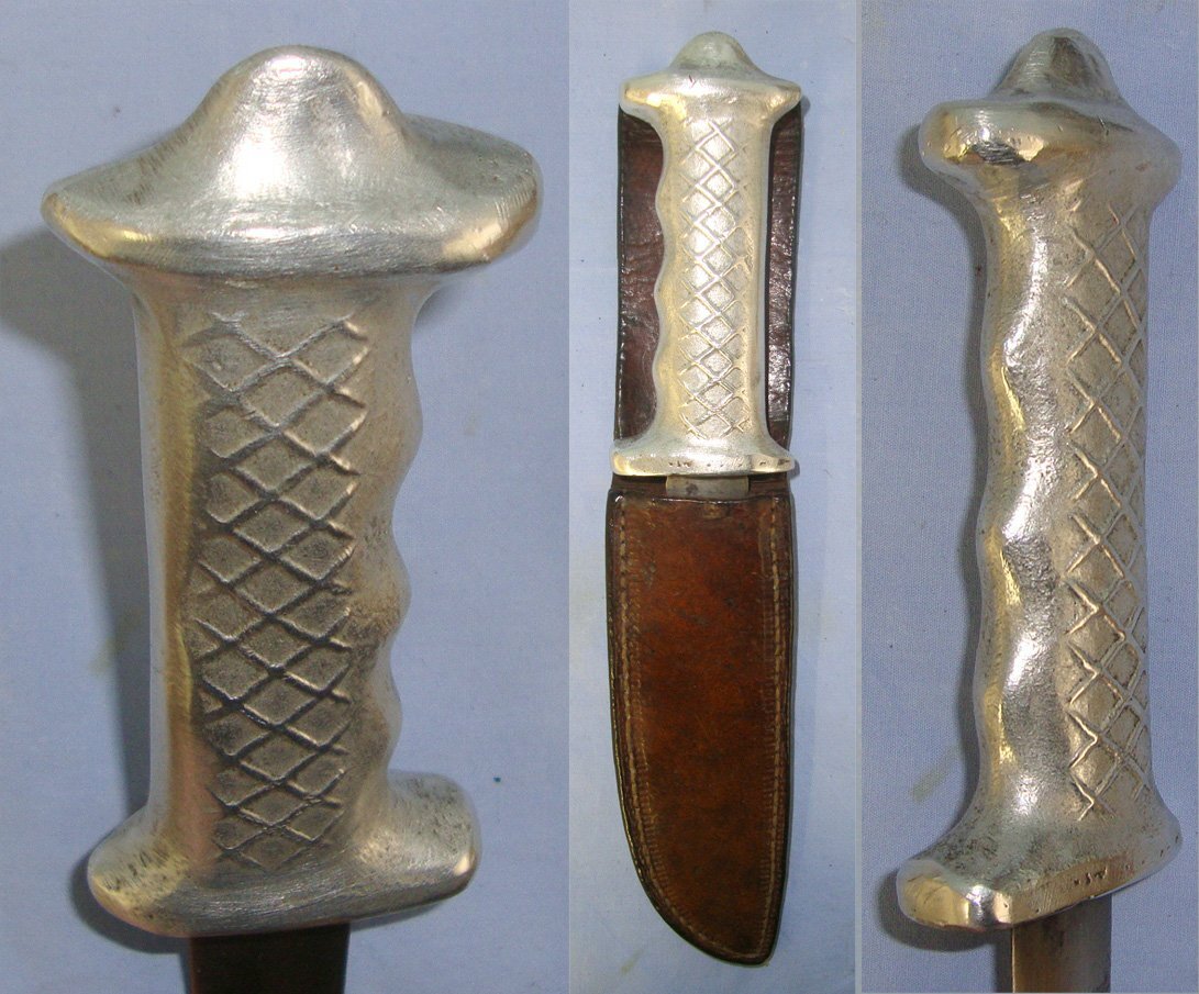 RARE**ORIGINAL** WW1 / WW2 Alloy Hilt New Zealand Army Fighting Knife With Original Scabbard. Sn 22673 Knive