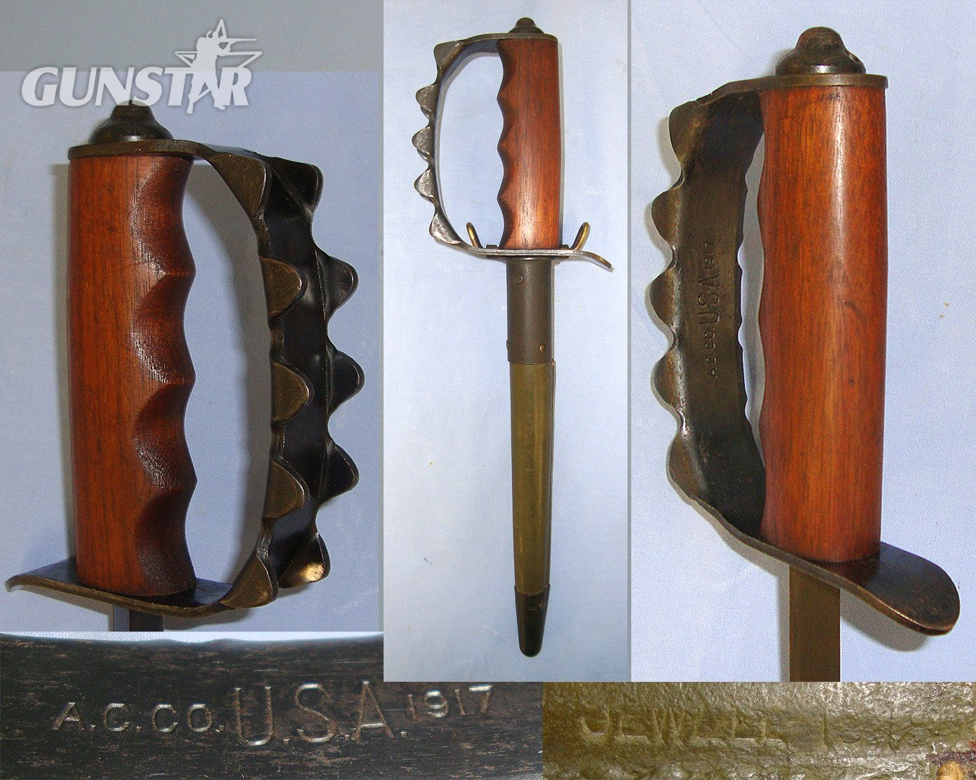 MINT**Un-issued**RARE**ORIGINAL**WW1 U.S. Military Diston & Sons Design Model 1917- 1918 Trench / Fighting Knife By American Cutlery Co (A.C. Co.) & 1918 Jewell Scabbard. Sn 23548 Knive