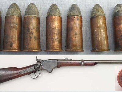 INERT DEACTIVATED. American, .50 Spencer (.56-56) (14x22RF) Rimfire Ammunition for Spencer Carbines & Rifles. Sn - 22787:9 INERT DEACTIVATED. American, .50 Spencer (.56-56) (14x22RF) Rimfire Ammunition for Spencer Carbines & Rifles. Sn - 22787:9  Other Ammunition