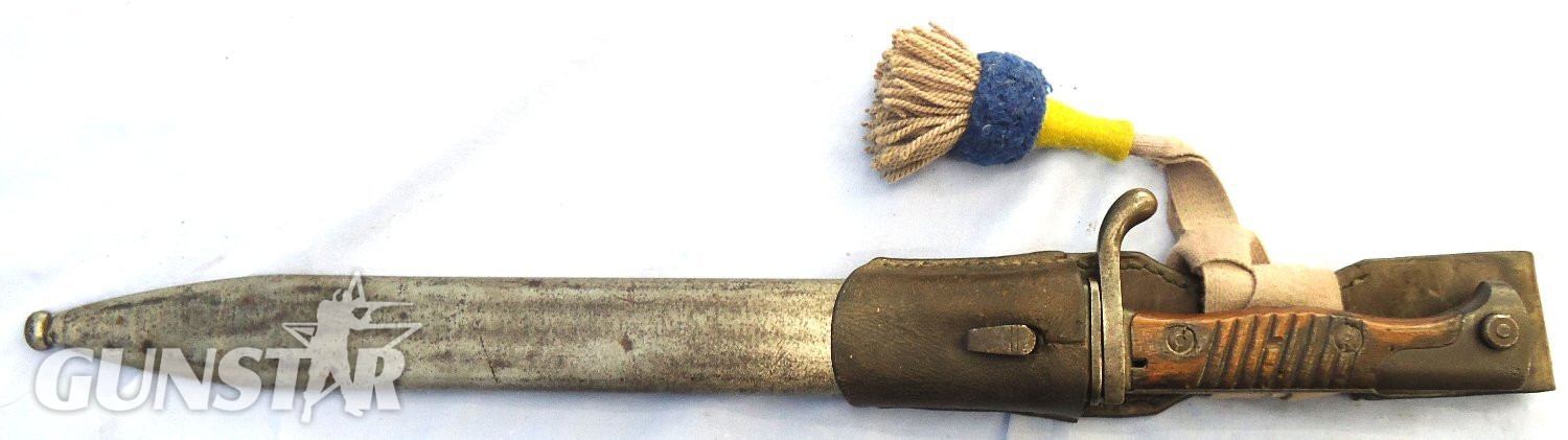 WW1, 1915 Dated, Imperial German, Weyersburg Kirchbaum & Cie. Solingen, Pattern 98/05 Butcher Bayonet With Hessian Cord, Tasselled Knot & Leather Frog. Sn 23478:4 Bayonet - {CATEGORY} in 