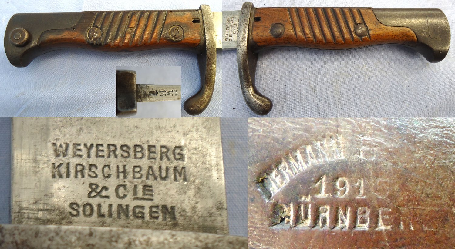  WW1, 1915 Dated, Imperial German, Weyersburg Kirchbaum & Cie. Solingen, Pattern 98/05 Butcher Bayonet With Hessian Cord, Tasselled Knot & Leather Frog. Sn 23478:4 Bayonet