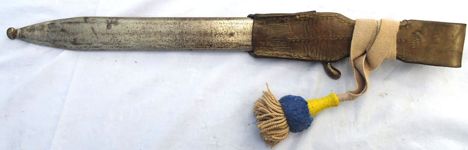 WW1, 1915 Dated, Imperial German, Weyersburg Kirchbaum & Cie. Solingen, Pattern 98/05 Butcher Bayonet With Hessian Cord, Tasselled Knot & Leather Frog. Sn 23478:4 Bayonet - {CATEGORY}