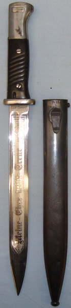  Original Early WW2 1940 Nazi German K98 Bayonet By FW Holler With Later Etched B Bayonet