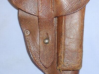 Original German WWI Automatic Pistol Leather Holster with Magazine Pouch. L 272. Original German WWI Automatic Pistol Leather Holster with Magazine Pouch. L 272. Other Accessory