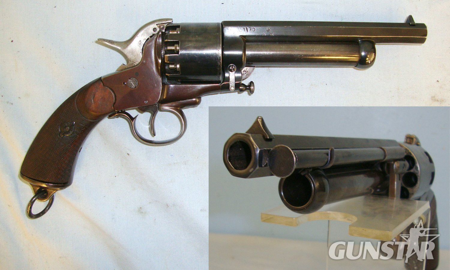 EXTREMELY RARE* MINT BORE* FULLY RE-FURBISHED*Large Frame American Civil War Confederate Army & Navy LeMat Combination 9 Shot .42 Calibre / Single Barrel 20 Gauge Shotgun Single Action Percussion ‘Grapeshot Revolver’ A 1105 .42 Cal Muzzleloader Revolver