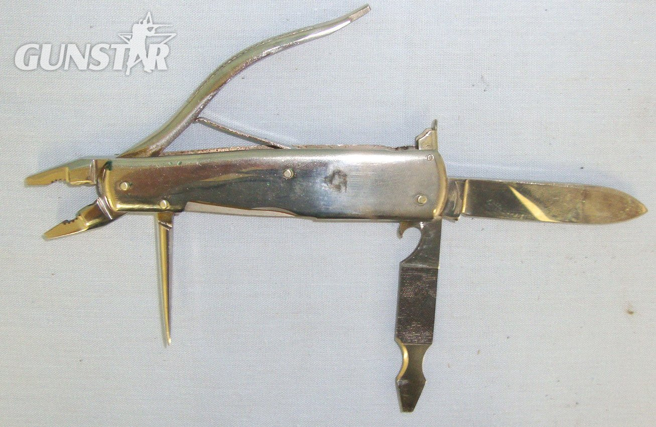 Quality* Inter War German Factory Nickel Plated Multi Tool With Leather Pocket Pouch. ED 3007 Other Blade