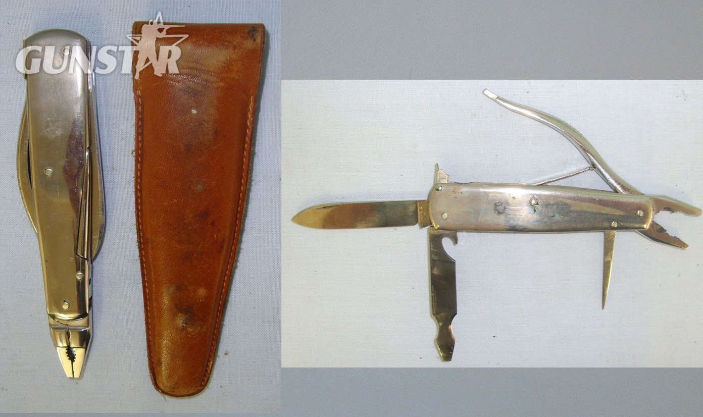  Quality* Inter War German Factory Nickel Plated Multi Tool With Leather Pocket Pouch. ED 3007 Other Blade