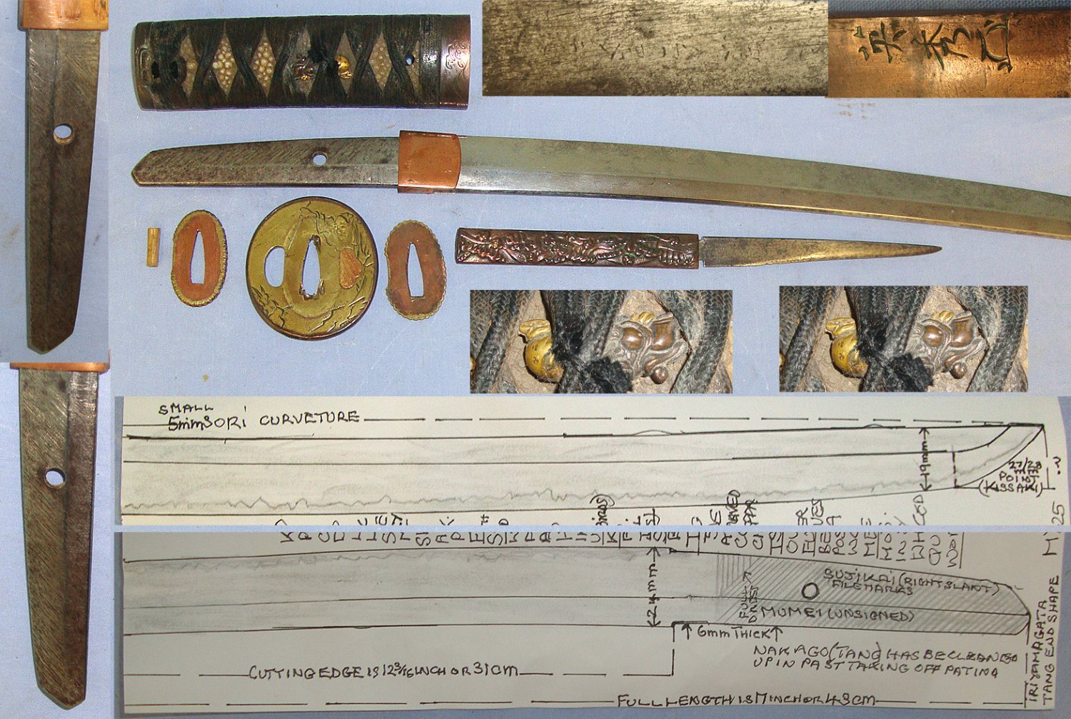 C1700 – 1800 Japanese Late Edo Period Mino School Work Very Small Ko Wakizashi Possible Period Boy’s Coming Of Age Festival Sword With Ko-Gatana Side Knife, Scabbard, Carry Bag / Cover & Expert Assessment. Sn 23063 Sword