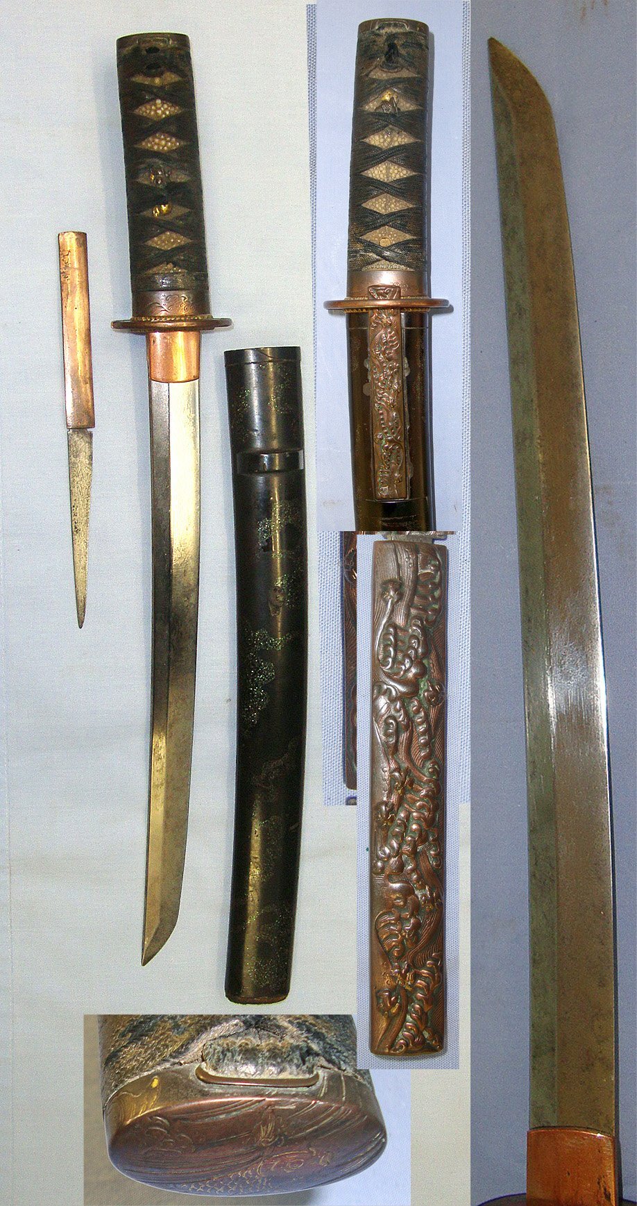  C1700 – 1800 Japanese Late Edo Period Mino School Work Very Small Ko Wakizashi Possible Period Boy’s Coming Of Age Festival Sword With Ko-Gatana Side Knife, Scabbard, Carry Bag / Cover & Expert Assessment. Sn 23063 Sword