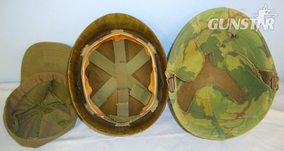  U.S. Army Steel Combat Helmet With Camo Cover, Shell Liner & 1972 Dated Hot Weat Helmet With Camo Cover, Shell Liner & 1972 Dated Hot Weather OG-106 Military Bas Clothing