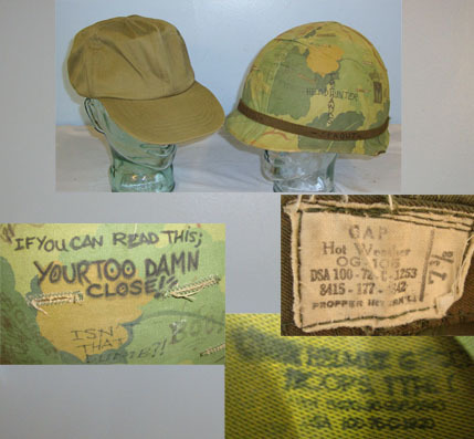 U.S. Army Steel Combat Helmet With Camo Cover, Shell Liner & 1972 Dated Hot Weat Helmet With Camo Cover, Shell Liner & 1972 Dated Hot Weather OG-106 Military Bas Clothing