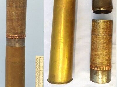 DEACTIVATED INERT. French, WW1, 1914 Dated, 75mm Mle 1897 Field Gun Shrapnel Round. - O 2265 DEACTIVATED INERT. French, WW1, 1914 Dated, 75mm Mle 1897 Field Gun Shrapnel Round. - O 2265  Other Ammunition