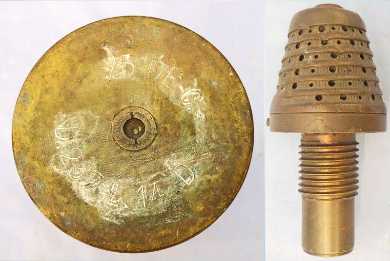 DEACTIVATED INERT. French, WW1, 1914 Dated, 75mm Mle 1897 Field Gun Shrapnel Round. - O 2265 DEACTIVATED INERT. French, WW1, 1914 Dated, 75mm Mle 1897 Field Gun Shrapnel Round. - O 2265  Other Ammunition