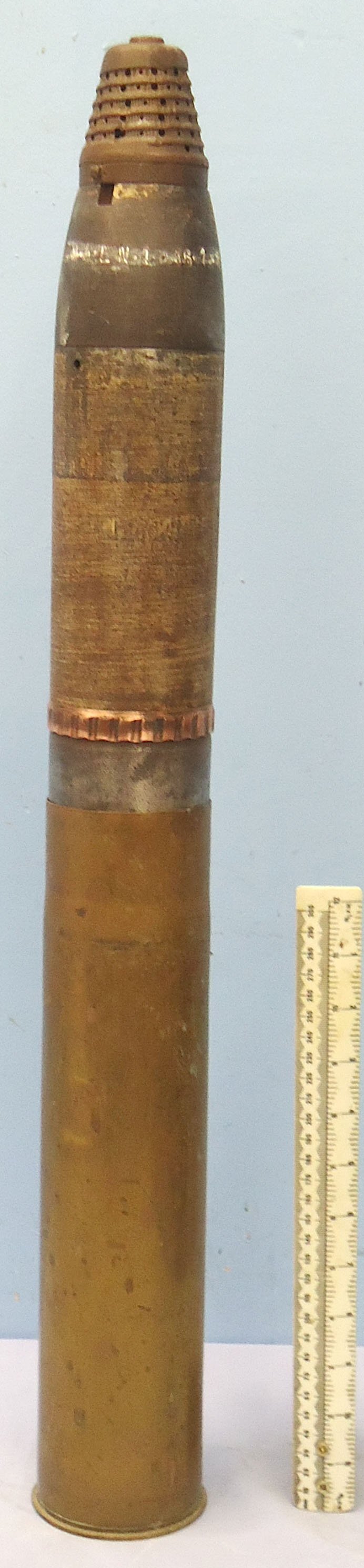 DEACTIVATED INERT. French, WW1, 1914 Dated, 75mm Mle 1897 Field Gun Shrapnel Round. - O 2265 DEACTIVATED INERT. French, WW1, 1914 Dated, 75mm Mle 1897 Field Gun Shrapnel Round. - O 2265  Other Ammunition - {CATEGORY} in 