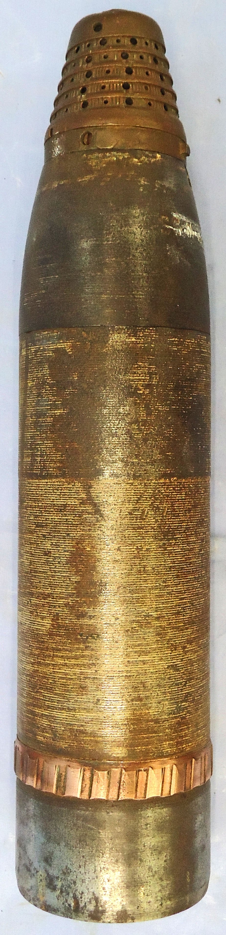 {CATEGORY} - DEACTIVATED INERT. French, WW1, 1914 Dated, 75mm Mle 1897 Field Gun Shrapnel Round. - O 2265 DEACTIVATED INERT. French, WW1, 1914 Dated, 75mm Mle 1897 Field Gun Shrapnel Round. - O 2265  Other Ammunition