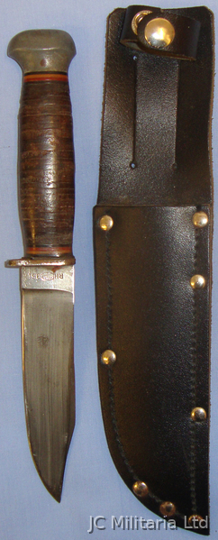 WWII Mk I ‘U.S. Navy ’ PAL RH 35 Fighting Knife with Leather Sheath. ED 2577. Knive in 