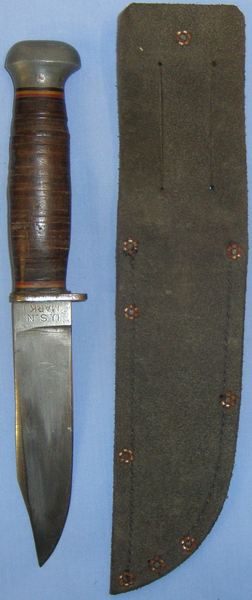  WWII Mk I ‘U.S. Navy ’ PAL RH 35 Fighting Knife with Leather Sheath. ED 2577. Knive