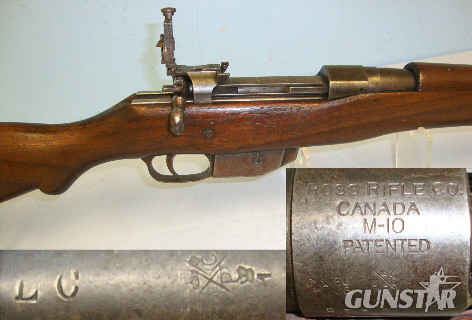 Ross Rifle Co. WW1 Era Canadian Ross M-10 (Model 1910) Straight Pull .303 Calibre Military Rifle Later Sporterised For Hunting With Original Military Sight Arrangement**UK/EU 2021 DEACTIVATION CERTIFICATED** Sn 17974. Bolt Action 7.7x56mmR (.303 British) Rifle