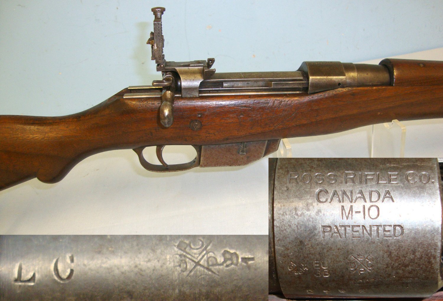 Ross Rifle Co. WW1 Era Canadian Ross M-10 (Model 1910) Straight Pull .303 Calibre Military Rifle Later Sporterised For Hunting With Original Military Sight Arrangement**UK/EU 2021 DEACTIVATION CERTIFICATED** Sn 17974. Bolt Action 7.7x56mmR (.303 British) Rifle