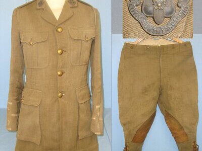 WW1 British King\'s Own Royal Lancaster Regiment Lieutenant Rank Officer\'s Cuff Title Khaki Tunic With Lanyard & Breeches. Sn 22553:11  Clothing