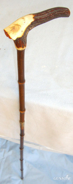  Victorian / Edwardian Bamboo Sword Stick With Thin Heptagon Spike Blade Stag Hor Other Blade