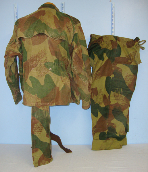  1956 Belgian Army Airborne Troops Parachutist’s Brush Stroke Camouflage Smock By ABL BAWI & Trousers.  Clothing