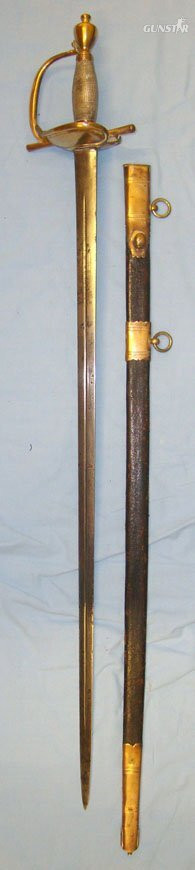 RARE**NAPOLEONIC PENINSULAR WARS ERA, C1800 British Senior Infantry Officer’s Sword With German J. J. Runkel Solingen Blade & Rare To Find Scabbard. Sn 10851:8. Sword in 