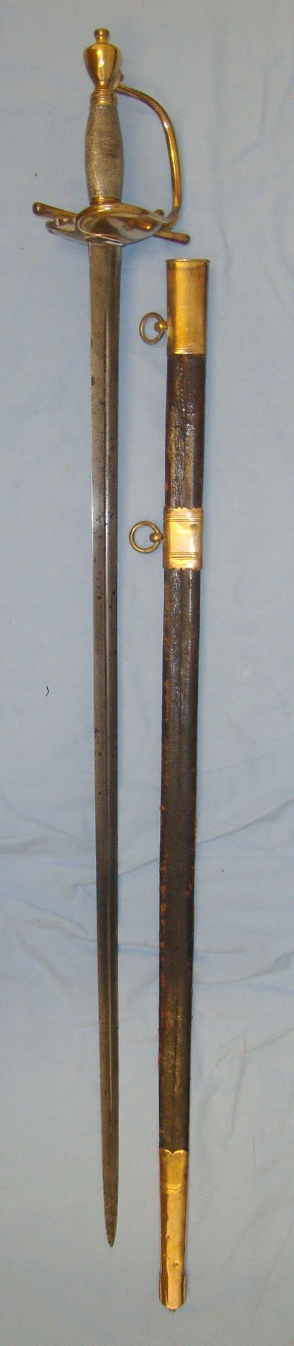  RARE**NAPOLEONIC PENINSULAR WARS ERA, C1800 British Senior Infantry Officer’s Sword With German J. J. Runkel Solingen Blade & Rare To Find Scabbard. Sn 10851:8. Sword