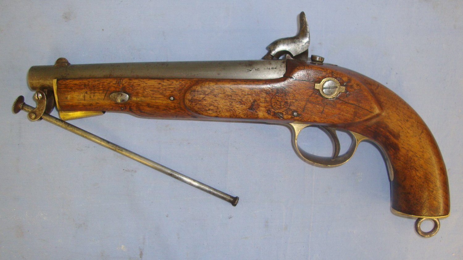  Victorian 1867 Birmingham, British ‘EIG’ East India Government / East India Company .650 Carbine Calibre Percussion Light Dragoon Cavalry Pistol With Regulation Brass Fittings, Captive Steel Ram Rod. Sn 21393:51 .65 Cal Muzzleloader Muzzleloader