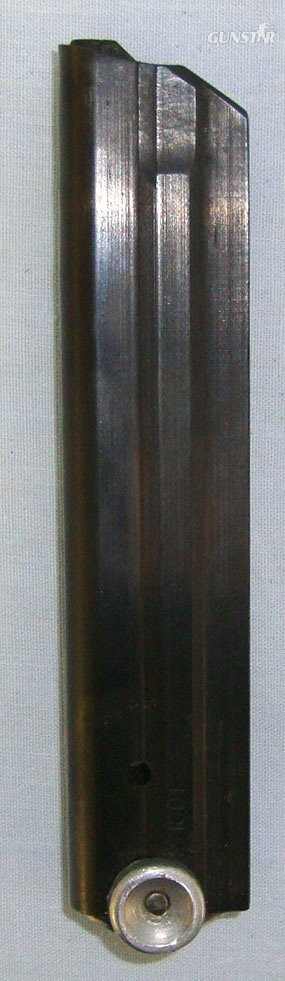  1950’s Cold War Era East German Code 2/1001 V.E.B. Ernst Thälman (Former C.G. Haenel plant) 8 Round Magazine For German Luger PO 8, 9mm Parabellum Semi Automatic Pistols With Correct Alloy Butt Toggle. D 6039  Magazine