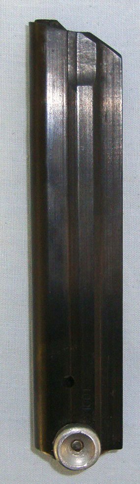  1950’s Cold War Era East German Code 2/1001 V.E.B. Ernst Thälman (Former C.G. Haenel plant) 8 Round Magazine For German Luger PO 8, 9mm Parabellum Semi Automatic Pistols With Correct Alloy Butt Toggle. D 6039  Magazine