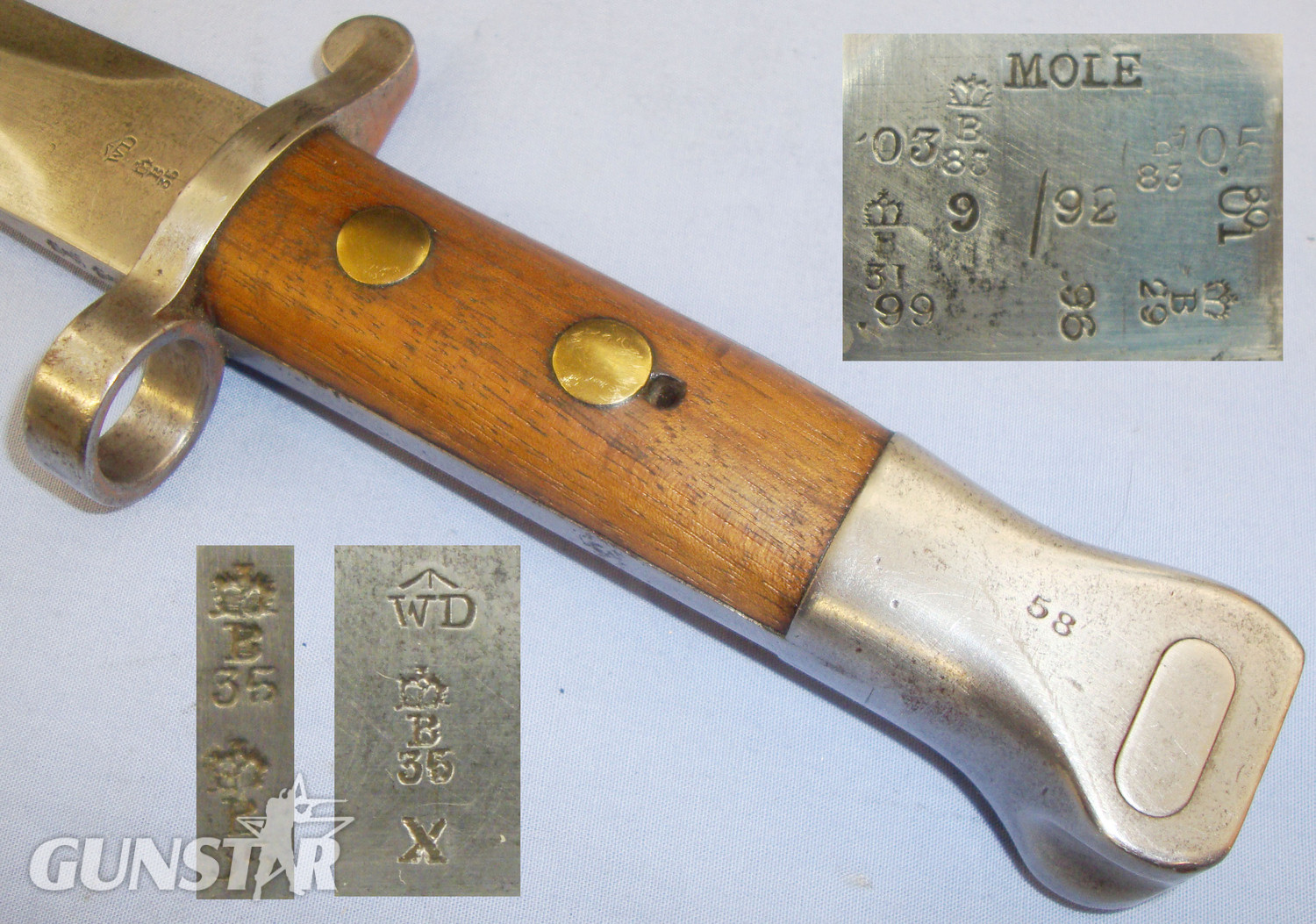 Scarce* British ‘P1888’ MkI 2nd Type Bayonet and Scabbard by R.Mole of Birmingham. 20821:9. Bayonet