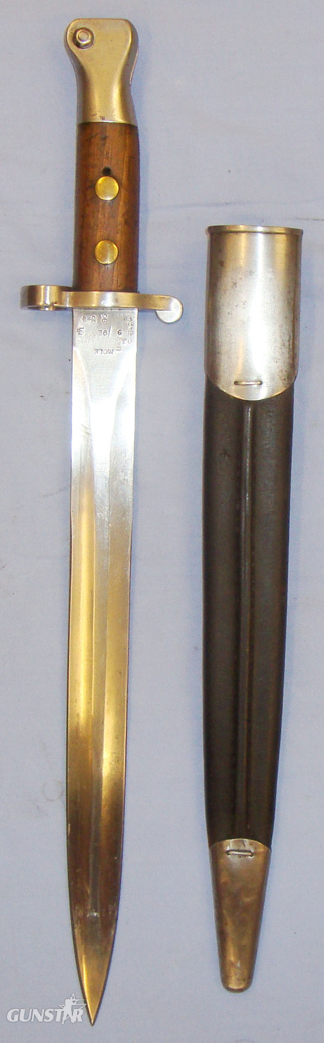  Scarce* British ‘P1888’ MkI 2nd Type Bayonet and Scabbard by R.Mole of Birmingham. 20821:9. Bayonet