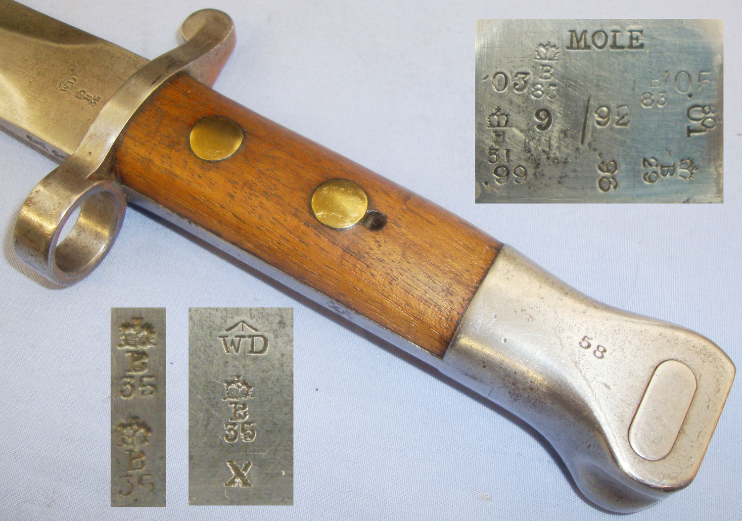 Scarce* British ‘P1888’ MkI 2nd Type Bayonet and Scabbard by R.Mole of Birmingham. 20821:9. Bayonet