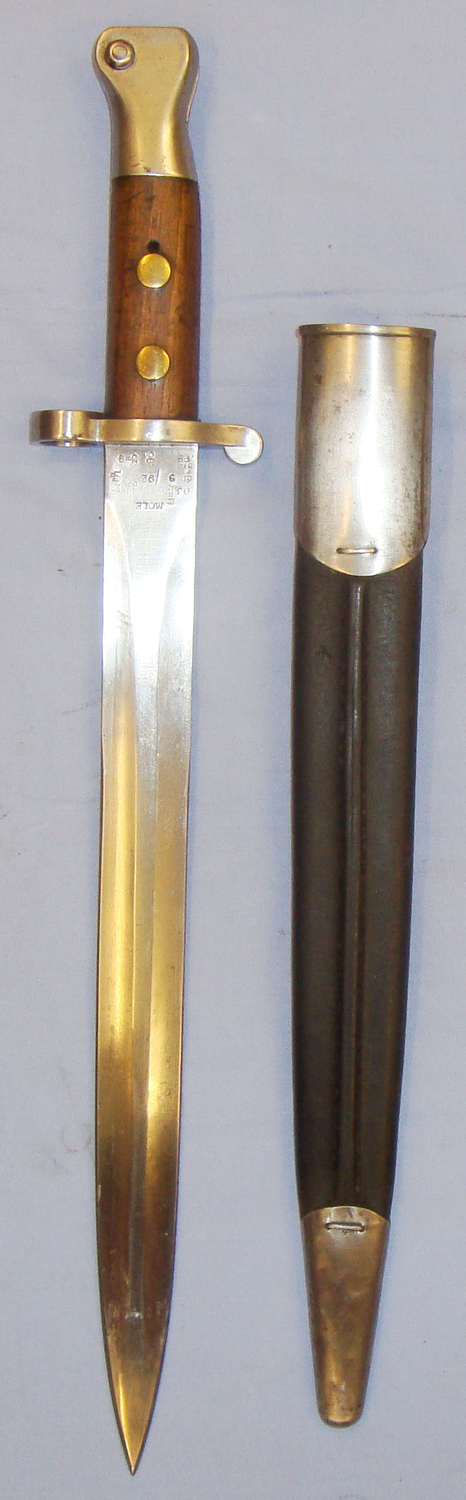  Scarce* British ‘P1888’ MkI 2nd Type Bayonet and Scabbard by R.Mole of Birmingham. 20821:9. Bayonet