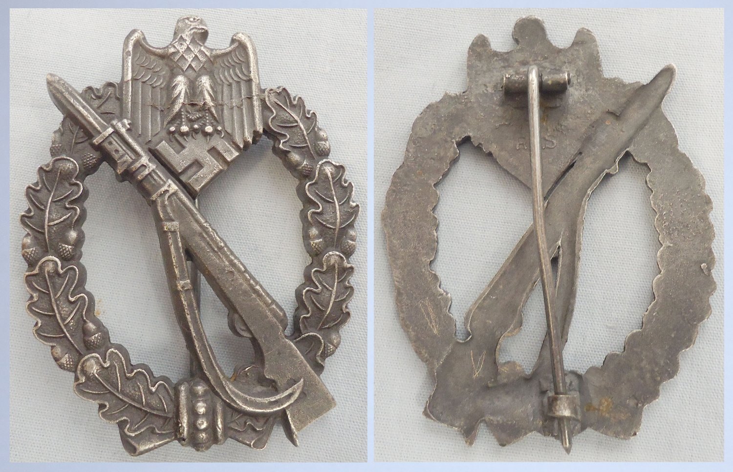 Nazi German WWII Infantry Assault Badge by Manufacturer R.S.S. ‘Richard Simm and Sohne’ Signed and Stamped Certificates of Ownership and Christian Remembrance Card for a Josef Maier Dated 1942. N 178. Nazi German WWII Infantry Assault Badge by Manufacturer R.S.S. ‘Richard Simm and Sohne’ Signed and Stamped Certificates of Ownership and Christian Remembrance Card for a Josef Maier Dated 1942. N 178. Antique & Militaria