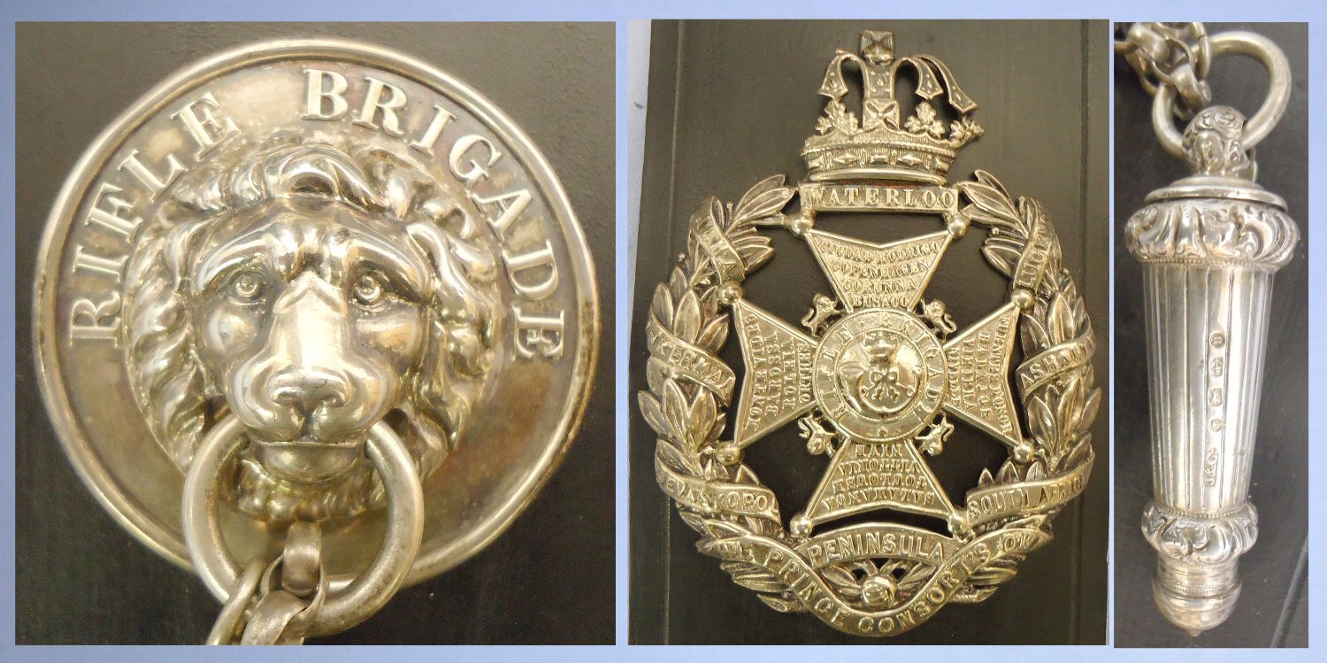 Victorian The Rifle Brigade (Prince Consort\'s Own) Officer\'s Leather Cross Belt Leather Piece with Silver Fittings Including Rifle Brigade Silver Badge, Mounted with Silver Chained Sterling Silver Whistle (Maker Marked Joseph Jennens & Co of Deritend, B Victorian The Rifle Brigade (Prince Consort's Own) Officer's Leather Cross Belt Leather Piece with Silver Fittings Including Rifle Brigade Silver Badge, Mounted with Silver Chained Sterling Silver Whistle (Maker Marked Joseph Jennens & Co of Deritend, Bir Antique & Militaria